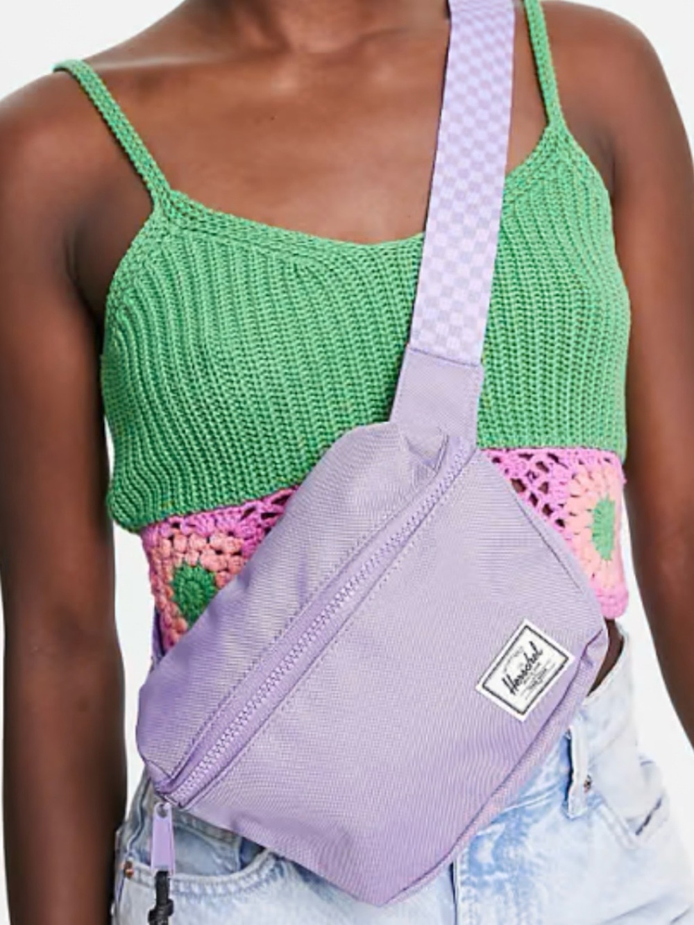 Herschel Supply Company Lavender Crossbody Checker Sling Bag NWT